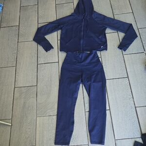 Fabletics Navy Hooded Jacket (M) and‎ High-Waisted Leggings (S) Set act60